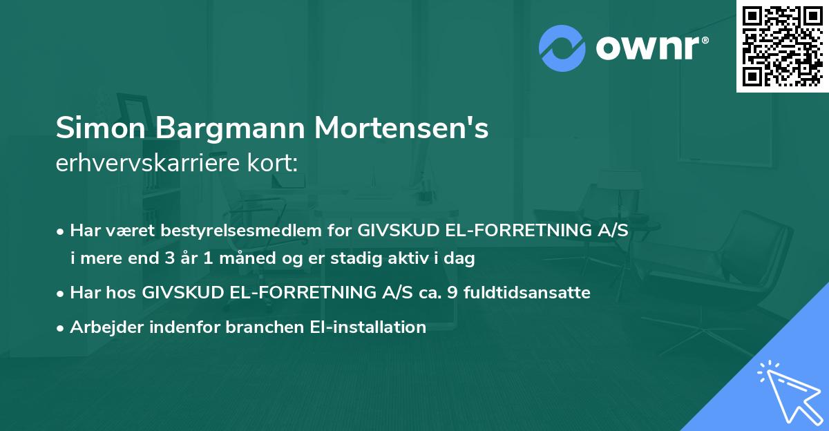 Simon Bargmann Mortensen's erhvervskarriere kort