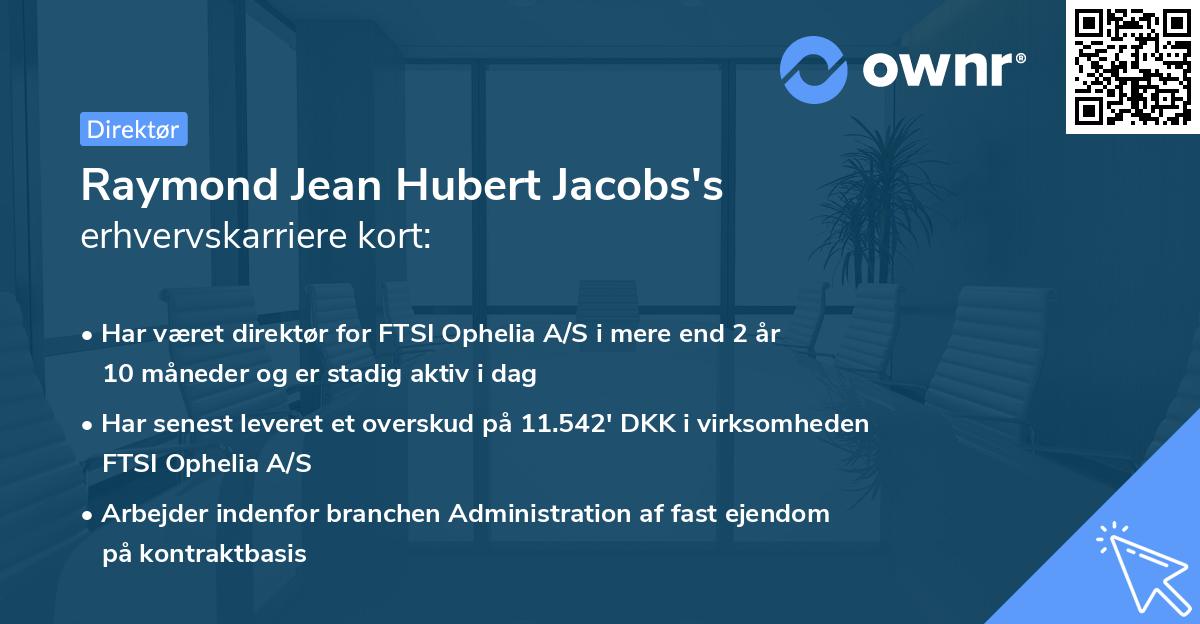 Raymond Jean Hubert Jacobs's erhvervskarriere kort