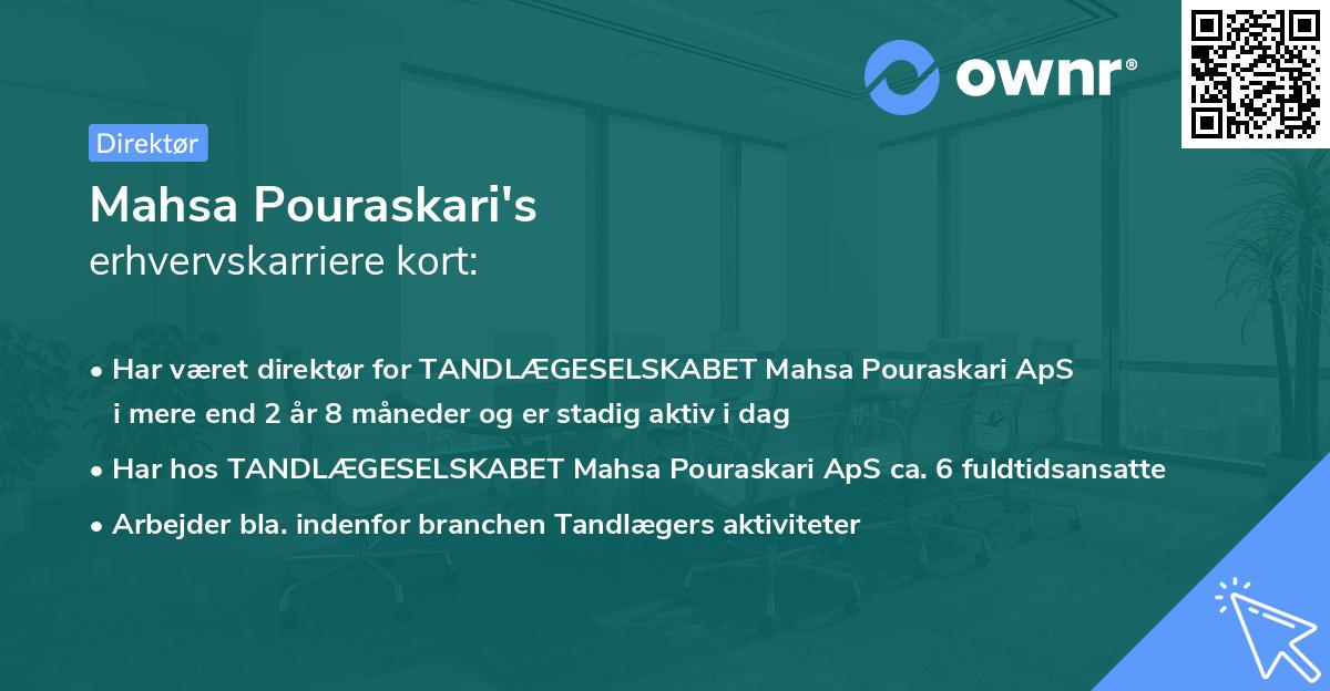 Mahsa Pouraskari's erhvervskarriere kort
