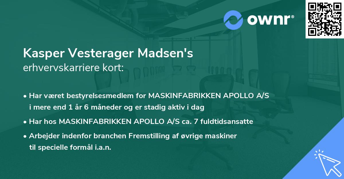 Kasper Vesterager Madsen's erhvervskarriere kort