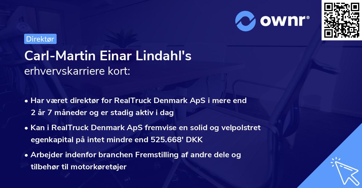 Carl-Martin Einar Lindahl's erhvervskarriere kort