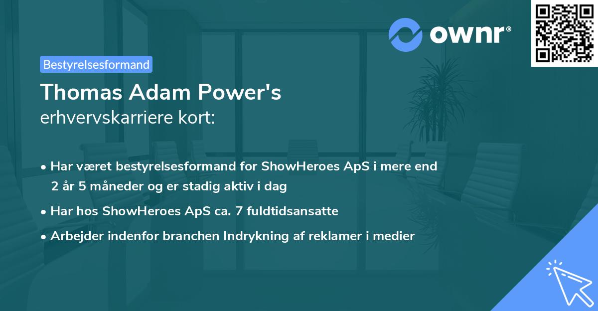 Thomas Adam Power's erhvervskarriere kort