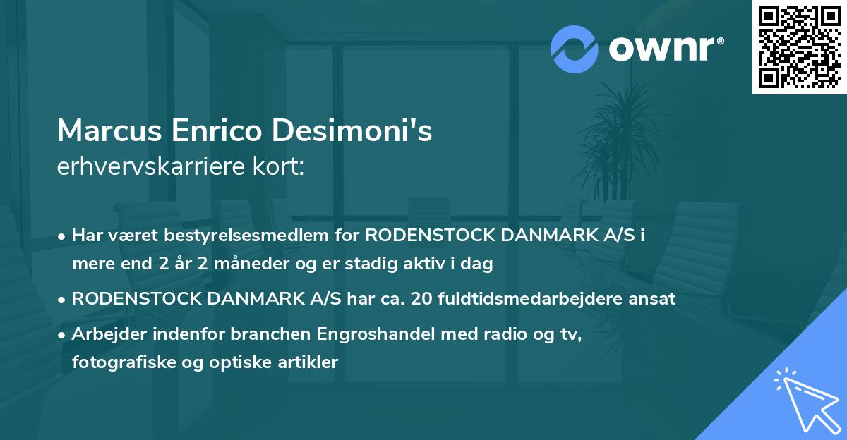 Marcus Enrico Desimoni's erhvervskarriere kort