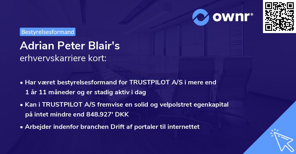 Adrian Peter Blair's erhvervskarriere kort