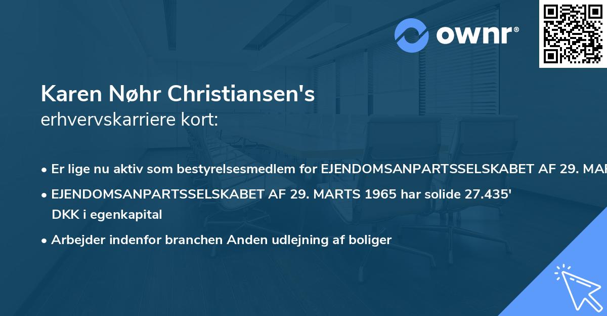 Karen Nøhr Christiansen's erhvervskarriere kort