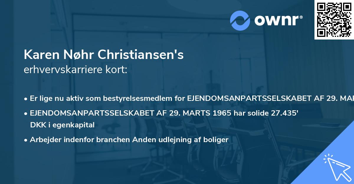 Karen Nøhr Christiansen's erhvervskarriere kort