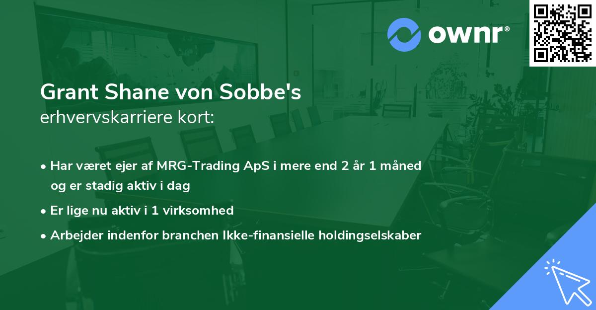 Grant Shane von Sobbe's erhvervskarriere kort