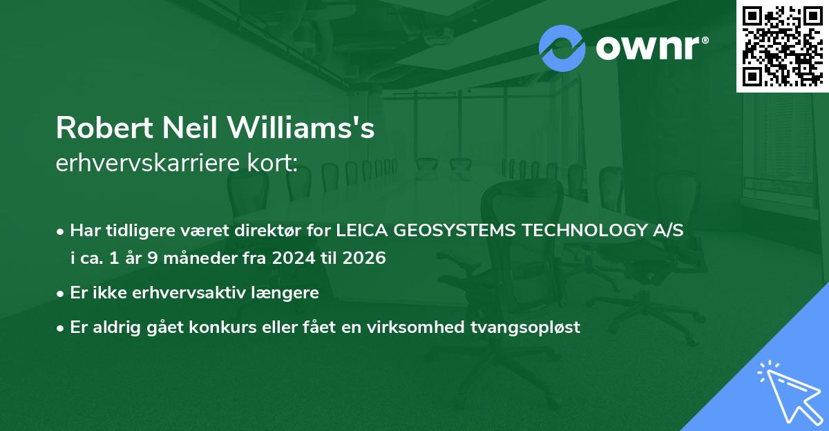 Robert Neil Williams's erhvervskarriere kort