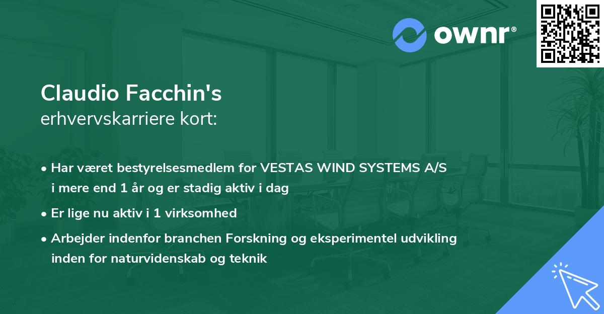 Claudio Facchin's erhvervskarriere kort