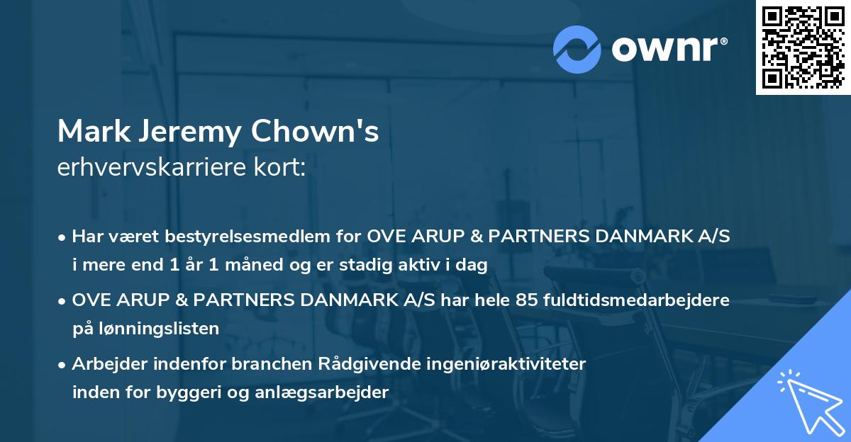 Mark Jeremy Chown's erhvervskarriere kort
