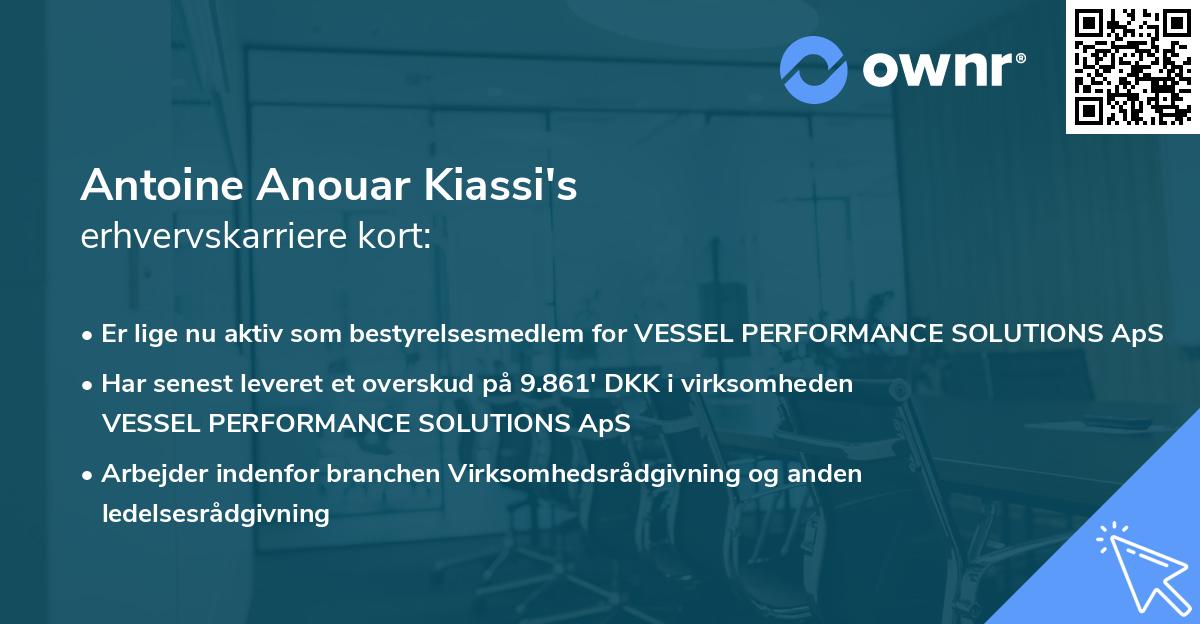 Antoine Anouar Kiassi's erhvervskarriere kort
