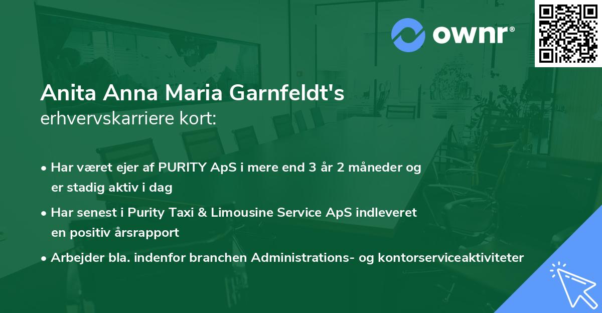 Anita Anna Maria Garnfeldt's erhvervskarriere kort