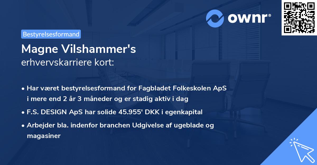 Magne Vilshammer's erhvervskarriere kort