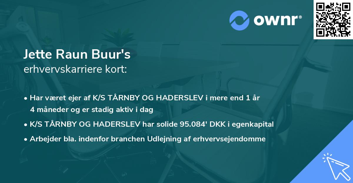 Jette Raun Buur's erhvervskarriere kort