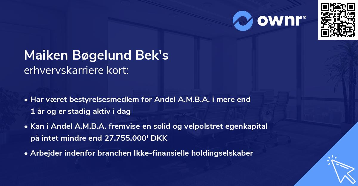 Maiken Bøgelund Bek's erhvervskarriere kort