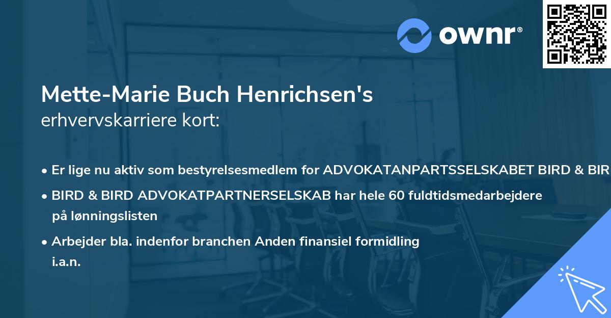 Mette-Marie Buch Henrichsen's erhvervskarriere kort