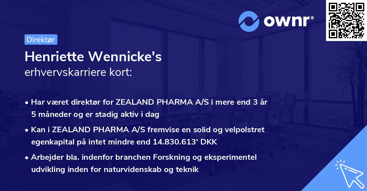 Henriette Wennicke's erhvervskarriere kort