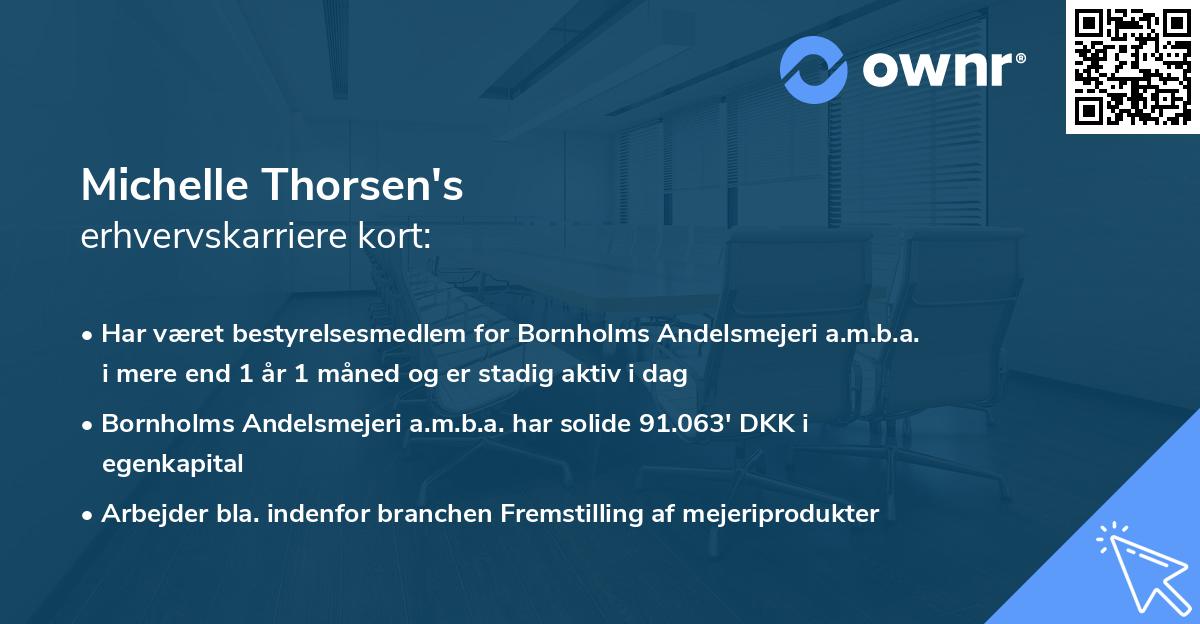 Michelle Thorsen's erhvervskarriere kort