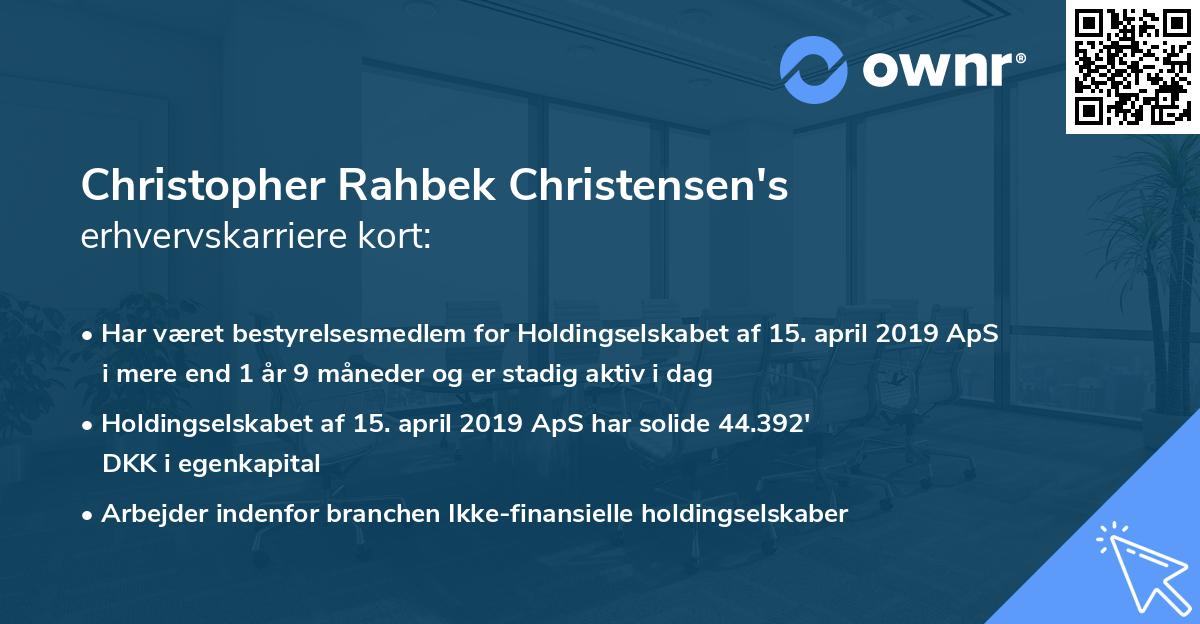 Christopher Rahbek Christensen's erhvervskarriere kort