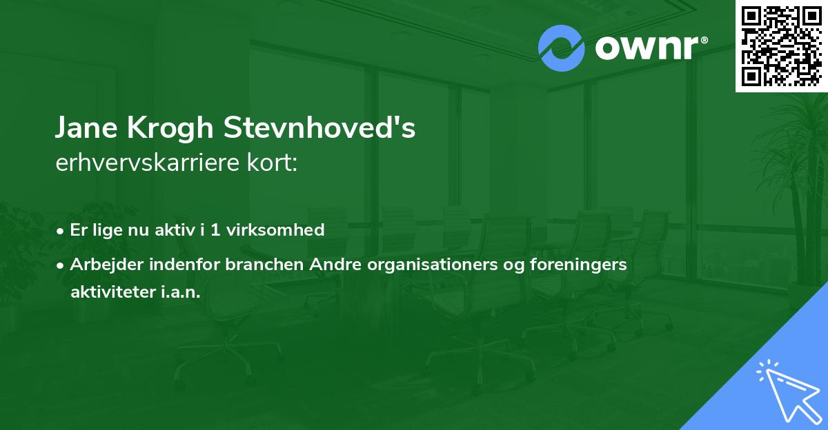 Jane Krogh Stevnhoved's erhvervskarriere kort