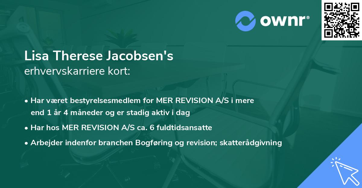 Lisa Therese Jacobsen's erhvervskarriere kort