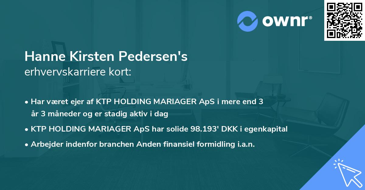 Hanne Kirsten Pedersen's erhvervskarriere kort
