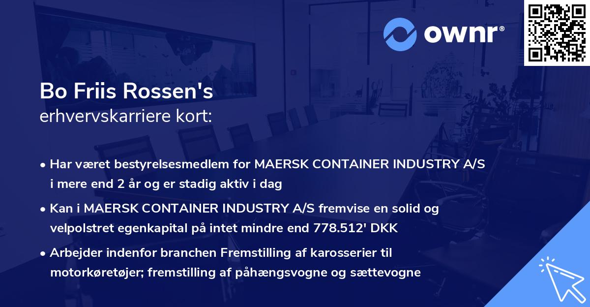 Bo Friis Rossen's erhvervskarriere kort