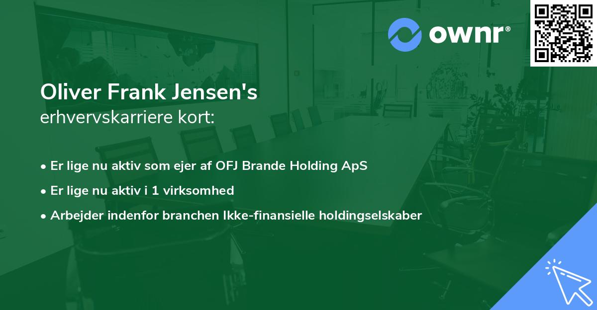 Oliver Frank Jensen's erhvervskarriere kort