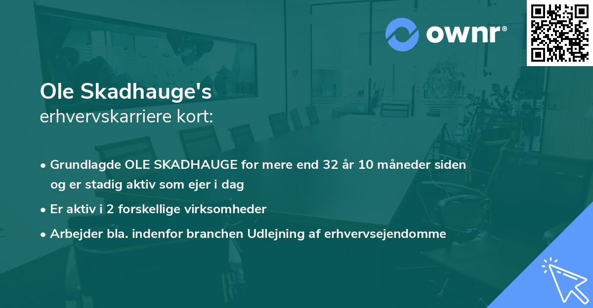 Ole Skadhauge's erhvervskarriere kort