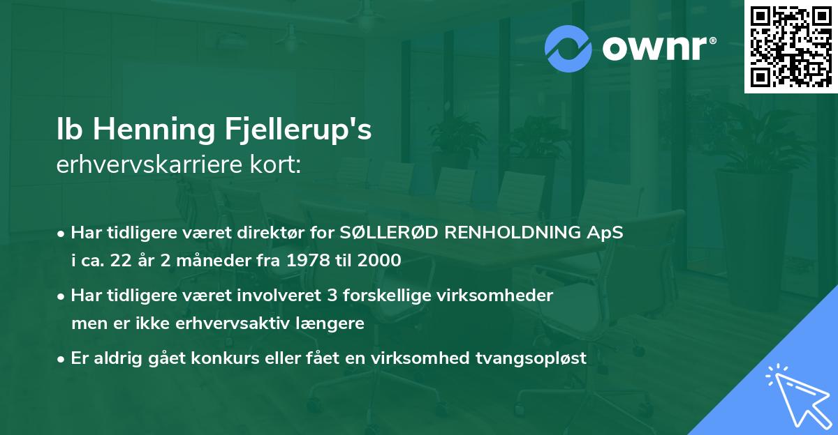 Ib Henning Fjellerup's erhvervskarriere kort
