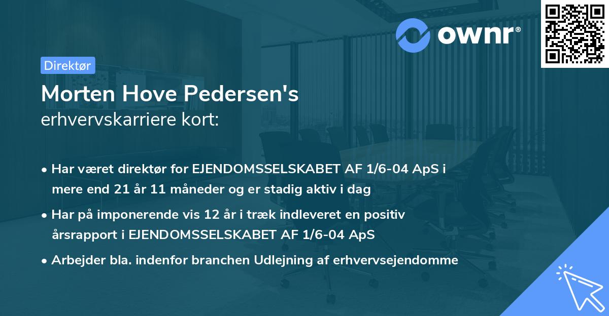 Morten Hove Pedersen's erhvervskarriere kort