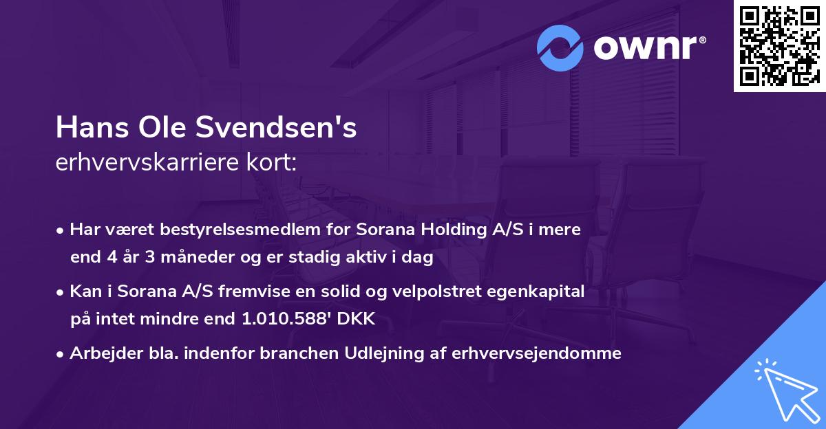 Hans Ole Svendsen's erhvervskarriere kort