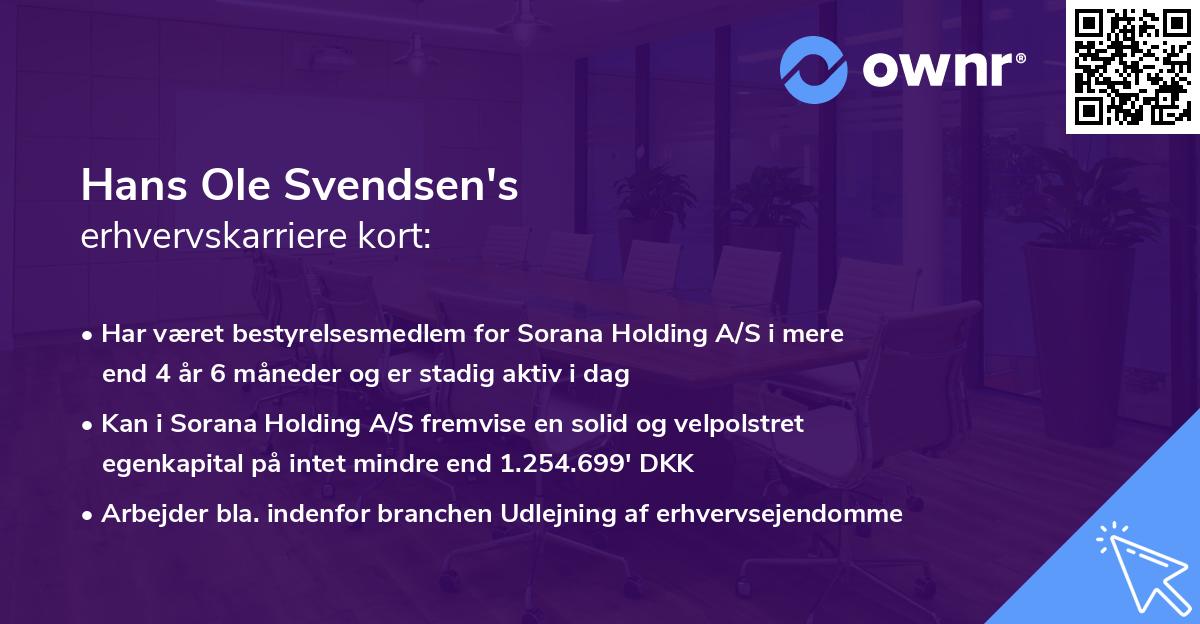 Hans Ole Svendsen's erhvervskarriere kort