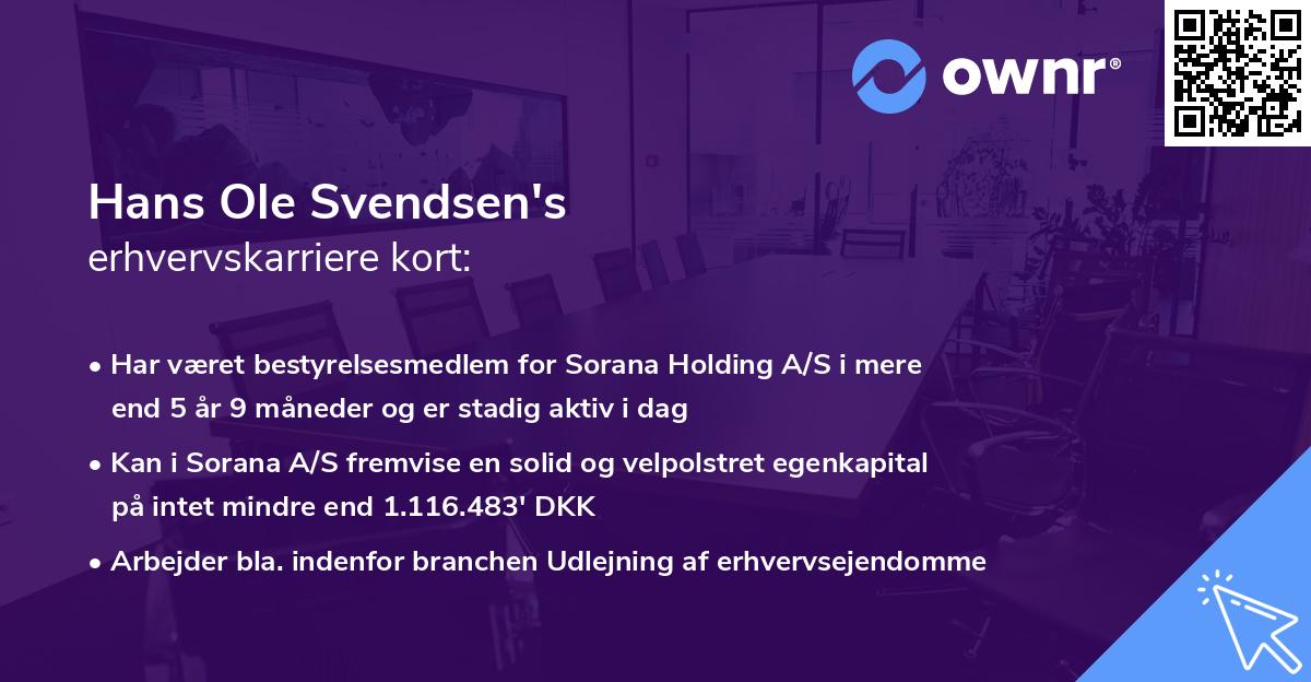 Hans Ole Svendsen's erhvervskarriere kort
