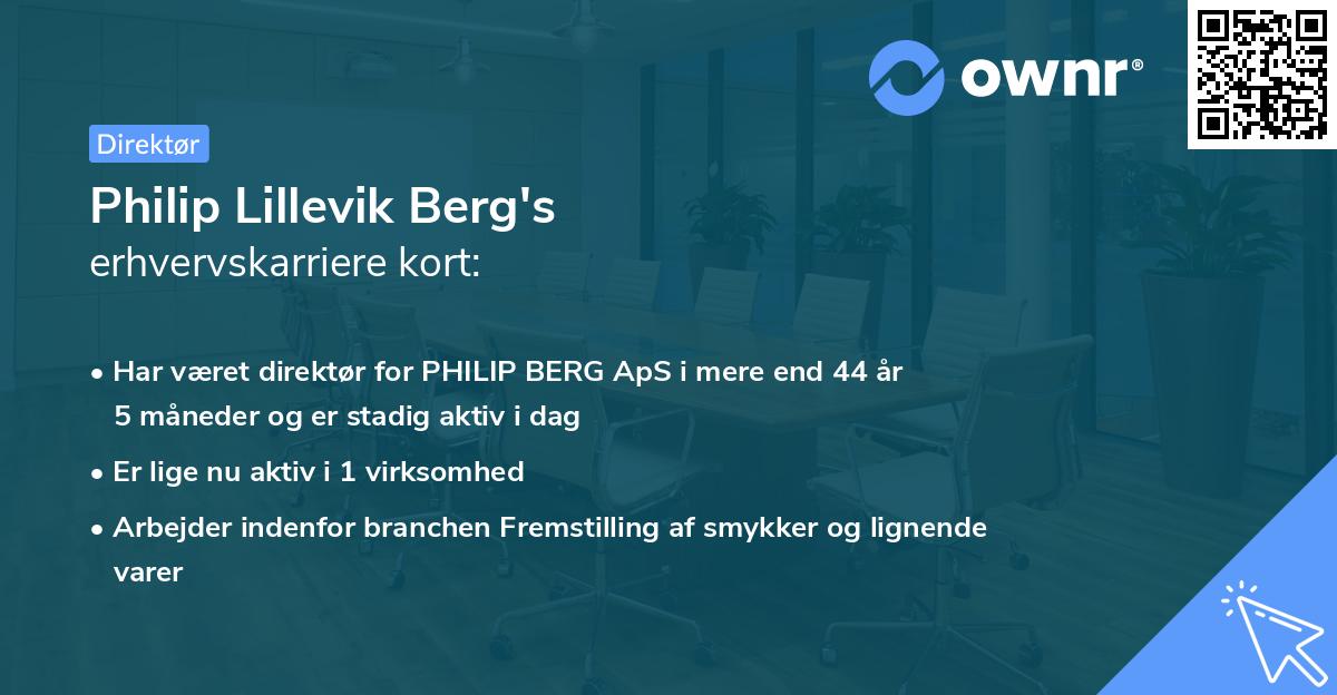 Philip Lillevik Berg's erhvervskarriere kort
