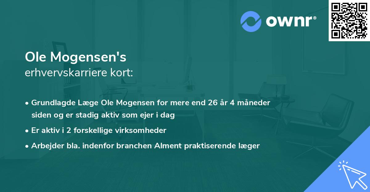 Ole Mogensen's erhvervskarriere kort