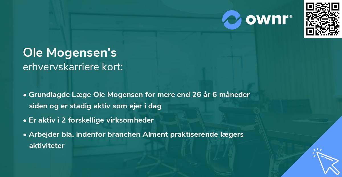 Ole Mogensen's erhvervskarriere kort