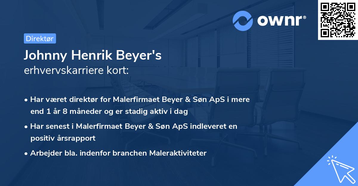 Johnny Henrik Beyer's erhvervskarriere kort