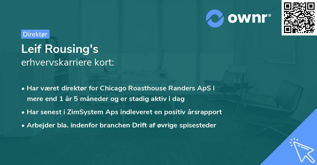 Leif Rousing's erhvervskarriere kort