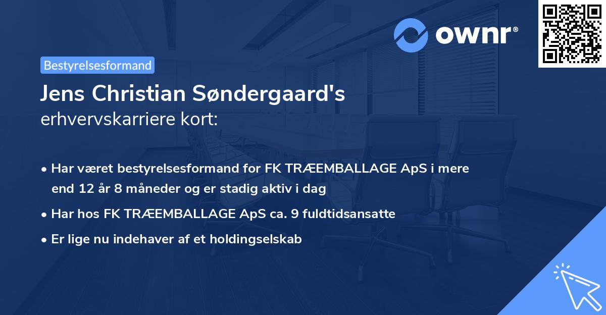 Jens Christian Søndergaard's erhvervskarriere kort