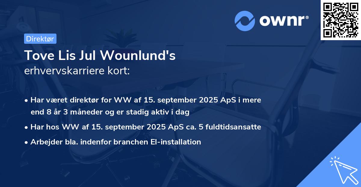 Tove Lis Jul Wounlund's erhvervskarriere kort