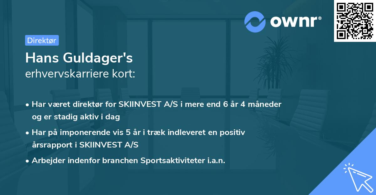 Hans Guldager's erhvervskarriere kort