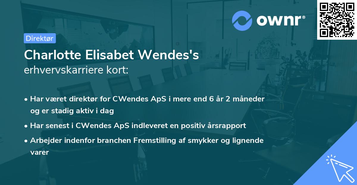 Charlotte Elisabet Wendes's erhvervskarriere kort