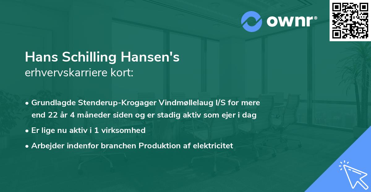 Hans Schilling Hansen's erhvervskarriere kort