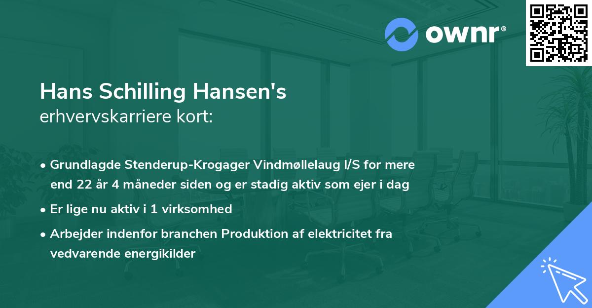 Hans Schilling Hansen's erhvervskarriere kort