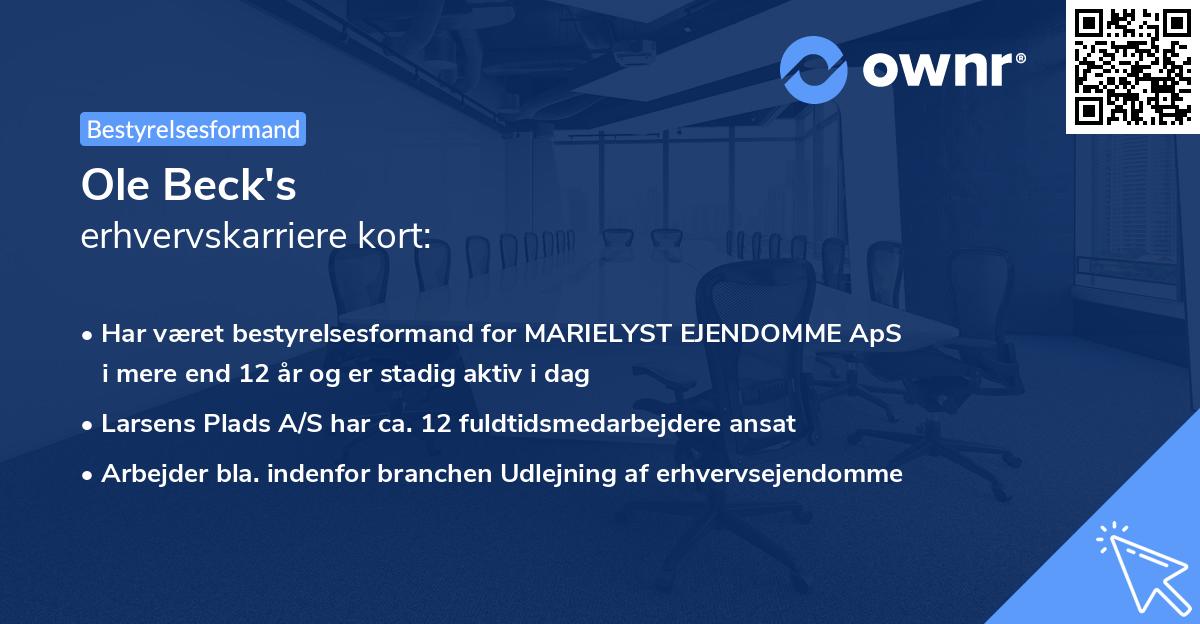 Ole Beck's erhvervskarriere kort