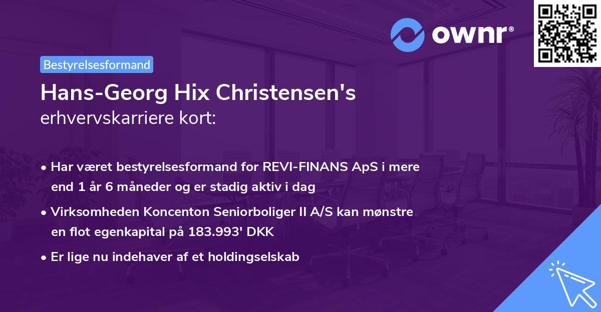 Hans-Georg Hix Christensen's erhvervskarriere kort