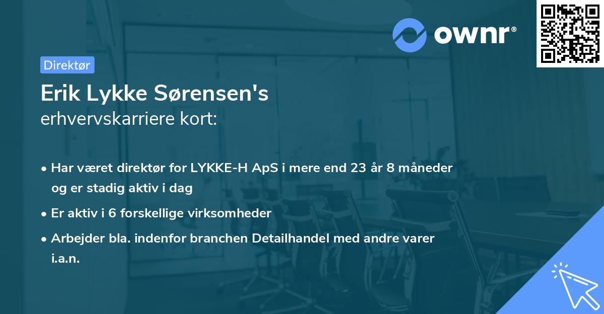 Erik Lykke Sørensen's erhvervskarriere kort