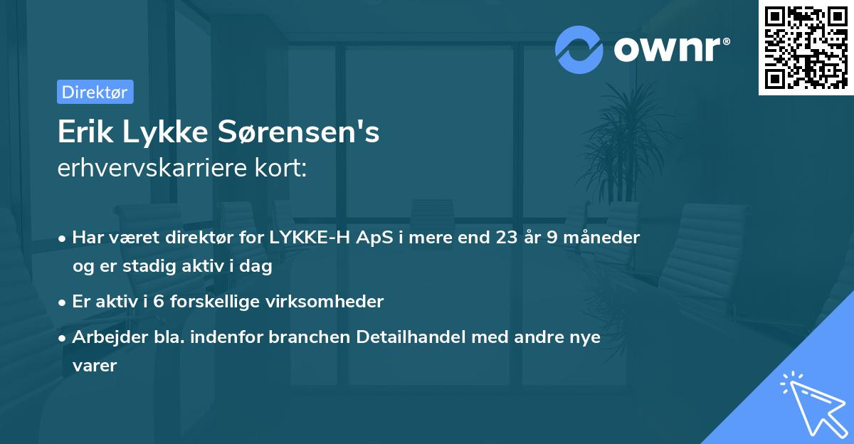 Erik Lykke Sørensen's erhvervskarriere kort