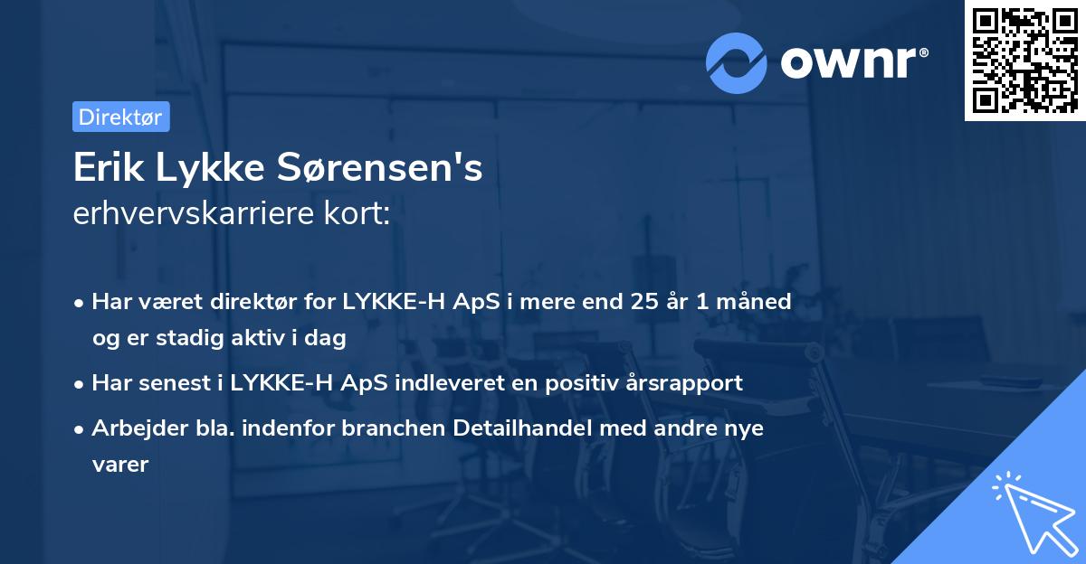 Erik Lykke Sørensen's erhvervskarriere kort